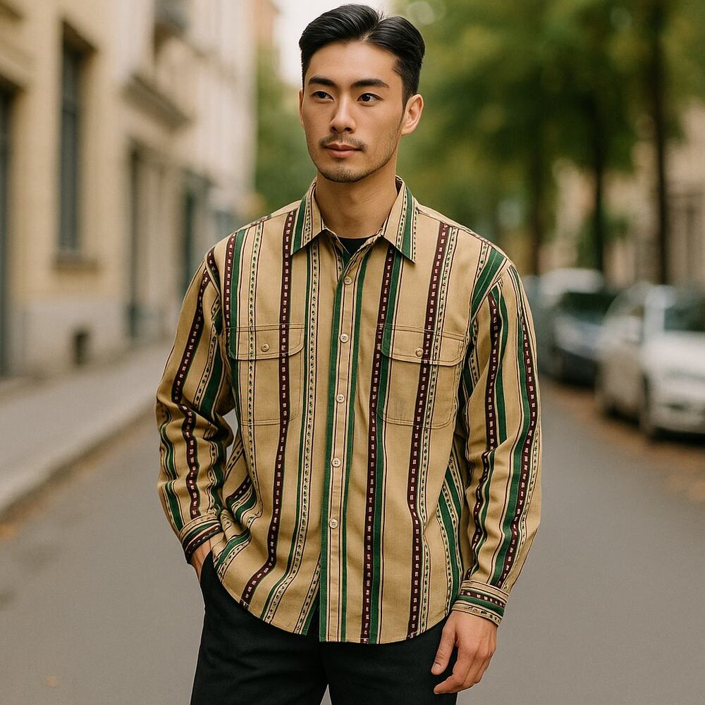 VIntage Panhandle Long Sleeve Button Down Plaid Western Shirt Multi Mens Size XL